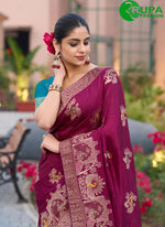 Load image into Gallery viewer, Meenakari, Swarovski, Woven and Zari Work Pure Dola Trendy Saree In Purple