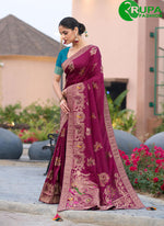 Load image into Gallery viewer, Meenakari, Swarovski, Woven and Zari Work Pure Dola Trendy Saree In Purple