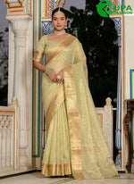 Load image into Gallery viewer, Booti, Khatli and Zari Work Linen Classic Designer Party Wear Saree