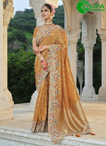 Load image into Gallery viewer, Orange Color Silk Traditional Resham, Embroidered Khatli Work Saree