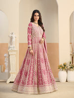 Load image into Gallery viewer, Lovely Pink Color Embroidered Work Faux Georgette Anarkali Suit