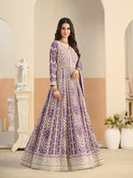 Load image into Gallery viewer, Awesome Lavender Color Faux Georgette Anarkali Salwar Suit with Embroidered Work