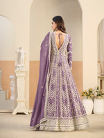 Load image into Gallery viewer, Awesome Lavender Color Faux Georgette Anarkali Salwar Suit with Embroidered Work