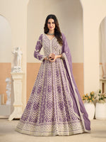 Load image into Gallery viewer, Awesome Lavender Color Faux Georgette Anarkali Salwar Suit with Embroidered Work