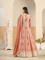 Load image into Gallery viewer, Lovely Peach Color Faux Georgette Embroidered Work Anarkali Salwar Suit