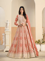 Load image into Gallery viewer, Lovely Peach Color Faux Georgette Embroidered Work Anarkali Salwar Suit
