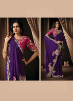 Load image into Gallery viewer, Purple Color Silk Embroidered, Pearls and Sequins Work Classical Saree