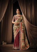 Load image into Gallery viewer, Maroon With Multi Color Jacquard Silk New Trendy Saree With Sequins And Pearl Work