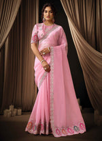 Load image into Gallery viewer, Speechless Pink Color Organza Designer Party Wear Saree