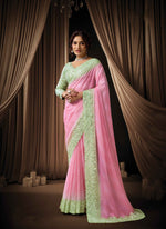 Load image into Gallery viewer, Divine Pink And Green Color Soft Georgette Designer Traditional Saree