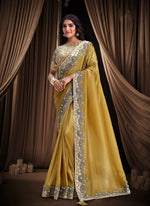 Load image into Gallery viewer, Delightful Yellow Color Silk New Designer Party Wear Saree