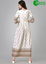 Load image into Gallery viewer, Lovely White Color Readymade Rayon Cotton With Designer Printed Long Kurti