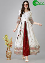 Load image into Gallery viewer, Lovely White Color Readymade Rayon Cotton With Designer Printed Long Kurti