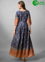 Load image into Gallery viewer, Attractive Desim Blue Color Readymade Rayon Cotton With Designer Printed Long Kurti