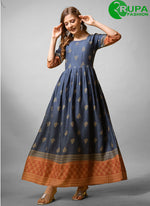 Load image into Gallery viewer, Attractive Desim Blue Color Readymade Rayon Cotton With Designer Printed Long Kurti
