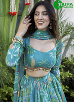 Load image into Gallery viewer, Splendorous Firozi Color Georgette Designer Digital Print Lehenga Choli