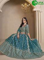 Load image into Gallery viewer, Attractive Sea Green Color Art Silk Embroidered and Mirror Work Lehenga Choli
