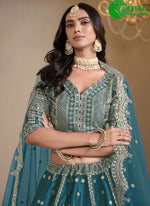 Load image into Gallery viewer, Attractive Sea Green Color Art Silk Embroidered and Mirror Work Lehenga Choli