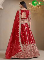 Load image into Gallery viewer, Outstanding Red Color Art Silk with Embroidered and Mirror Work Lehenga Choli