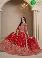 Load image into Gallery viewer, Outstanding Red Color Art Silk with Embroidered and Mirror Work Lehenga Choli