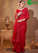 Load image into Gallery viewer, Marvelous Maroon Color Satin Trendy with Embroidered Work Saree