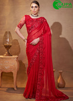 Load image into Gallery viewer, Marvelous Maroon Color Satin Trendy with Embroidered Work Saree