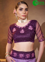 Load image into Gallery viewer, Eye Catchy Purple Color Embroidered Work Jimmy Chu Classic Saree