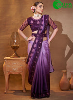 Load image into Gallery viewer, Eye Catchy Purple Color Embroidered Work Jimmy Chu Classic Saree