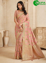 Load image into Gallery viewer, Lovely Peach and Pink Color Silk Fancy, Weaving and Zari Work Classic Saree