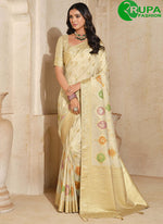 Load image into Gallery viewer, Outsanding Cream Color Silk with Fancy, Weaving and Zari Work for Ceremonial Traditional Saree