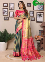 Load image into Gallery viewer, Splendorous Greay Color Banarasi Silk with Red Blouse Saree