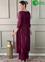 Load image into Gallery viewer, Beautiful Wine Color Viscose Rayon And Silk Dupatta Salwar Suit