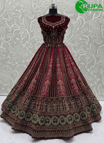 Load image into Gallery viewer, Divine Maroon Color Velvet Hand Work Designer Wedding Wear A Line Lehenga Choli