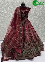 Load image into Gallery viewer, Divine Maroon Color Velvet Hand Work Designer Wedding Wear A Line Lehenga Choli
