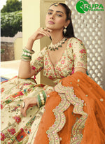 Load image into Gallery viewer, Beautiful Cream Color Silk Ready Made Lehenga Choli with Embroidered, Sequins and Zari Work