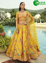 Load image into Gallery viewer, Yellow Color Silk Embroidered, Sequins and Zari Heavy Work Ready Made Lehenga Choli