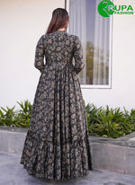 Load image into Gallery viewer, New Designer Charcoal Black Color Muslin Digital Print Full Flair Party Wear Palazzo Suit