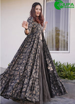 Load image into Gallery viewer, New Designer Charcoal Black Color Muslin Digital Print Full Flair Party Wear Palazzo Suit