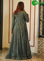 Load image into Gallery viewer, Beautiful Deep Green Color Muslin Digital Print Full Flair Party Wear Palazzo Suit