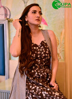 Load image into Gallery viewer, Divine Brown Color Muslin Digital Print Full Flair Party Wear Palazzo Suit