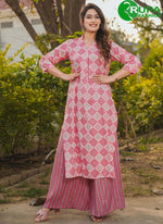 Load image into Gallery viewer, New Designer Pink Color Digital Print Work Rayon Kurti