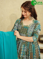 Load image into Gallery viewer, New Desigener Blue Color Rayon Digital Print Work Designer Gown for Ceremonial