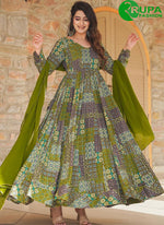 Load image into Gallery viewer, Lovely Green Color Rayon Designer with Digital Print Work Gown