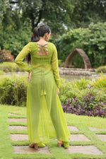 Load image into Gallery viewer, Beautiful Lime Yellow Faux Georgette Party Wear Kurti