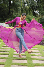 Load image into Gallery viewer, Distinctively Magenta Faux Georgette Party Wear Kurti