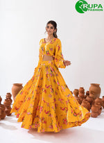 Load image into Gallery viewer, Eye Catchy Yellow Color Chinon Digital Print Work Readymade Lehenga Choli for Ceremonial