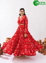 Load image into Gallery viewer, Magnificent Red Color Digital Print Work Chinon Readymade Lehenga Choli for Ceremonial