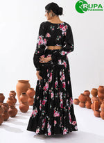 Load image into Gallery viewer, Splendorous Black Color Digital Print Work Chinon Readymade Lehenga Choli