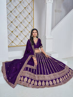 Load image into Gallery viewer, Violet Art Silk Embroidered and Sequins Work Lehenga Choli