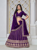 Load image into Gallery viewer, Violet Art Silk Embroidered and Sequins Work Lehenga Choli
